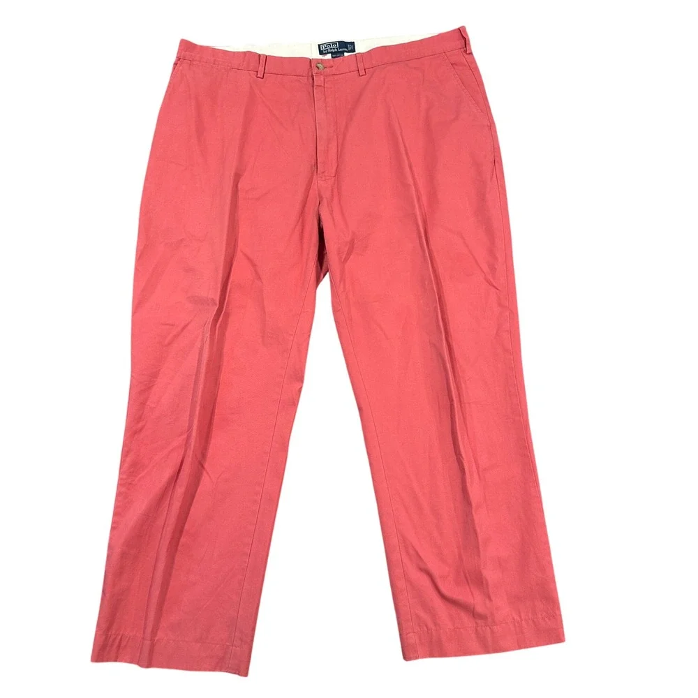 VINTAGE Polo Ralph Lauren Mens 42x30 Salmon Pink Chino Pants‎ 100% Cotton Macau